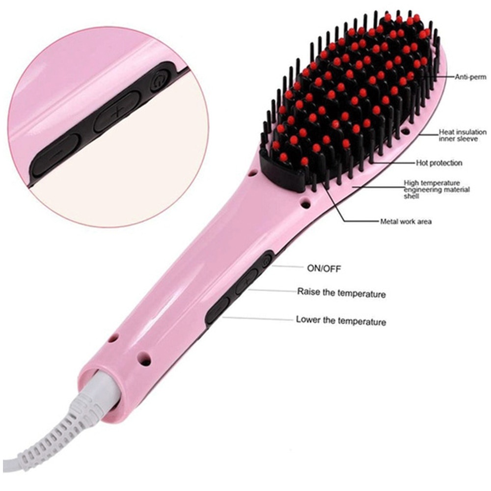 Sisir Pelurus Rambut Electrik Ion Setrika Rambut rebounding Hair Straightener Hair Brush One-Step Electric Hair Straightener Brush Ceramic Fast Heating Electric Brush Heat Smooth Iron Comb Styler Curling