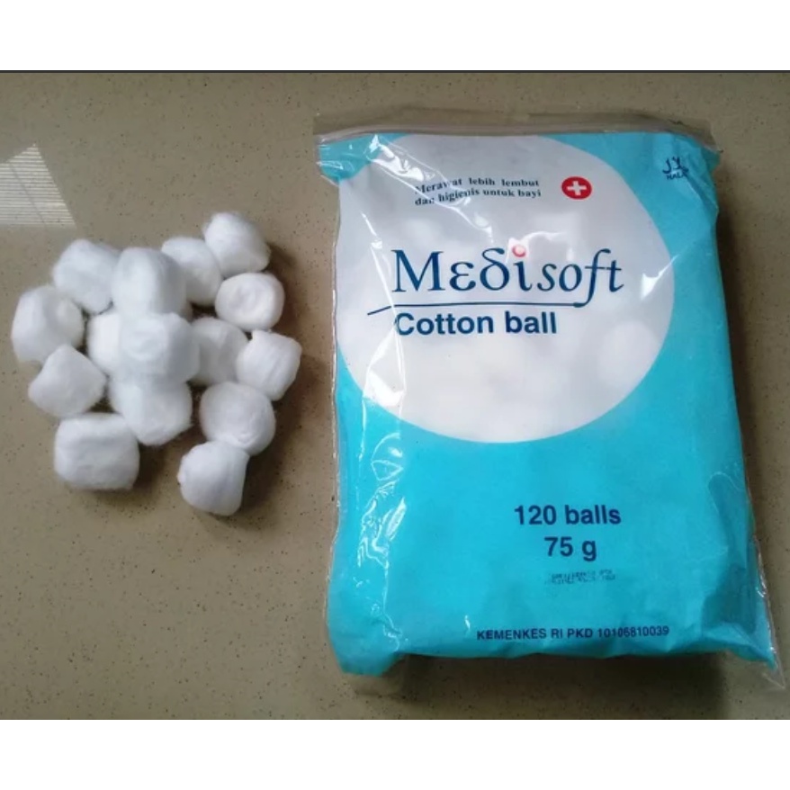 MEDISOFT Cotton Ball 75g - isi 120 - Bola Kapas - Kapas Bulat