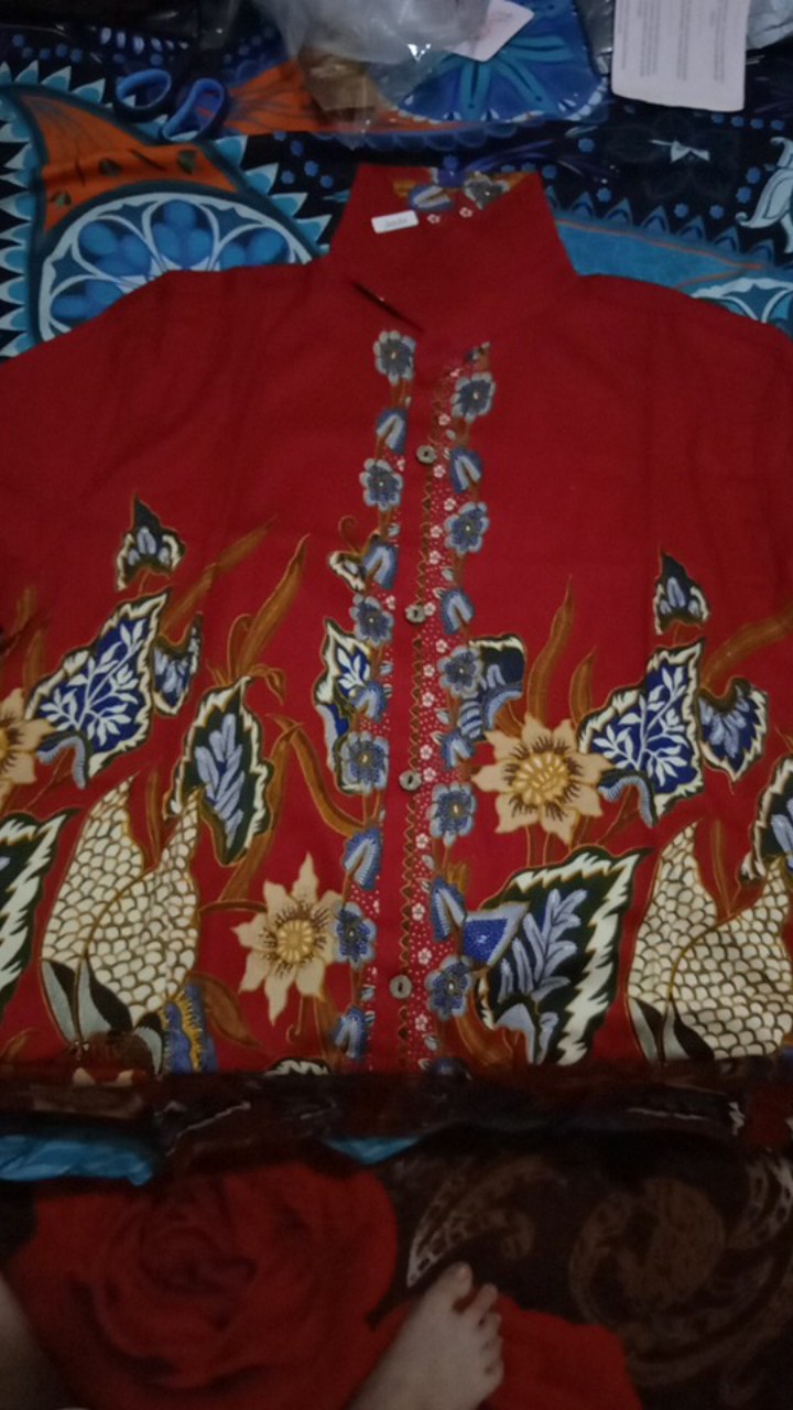 Kemeja 113 Aci# Kemeja Batik Pria Dewasa Edisi Imlek Warna Merah Bahan Katun Stretch
