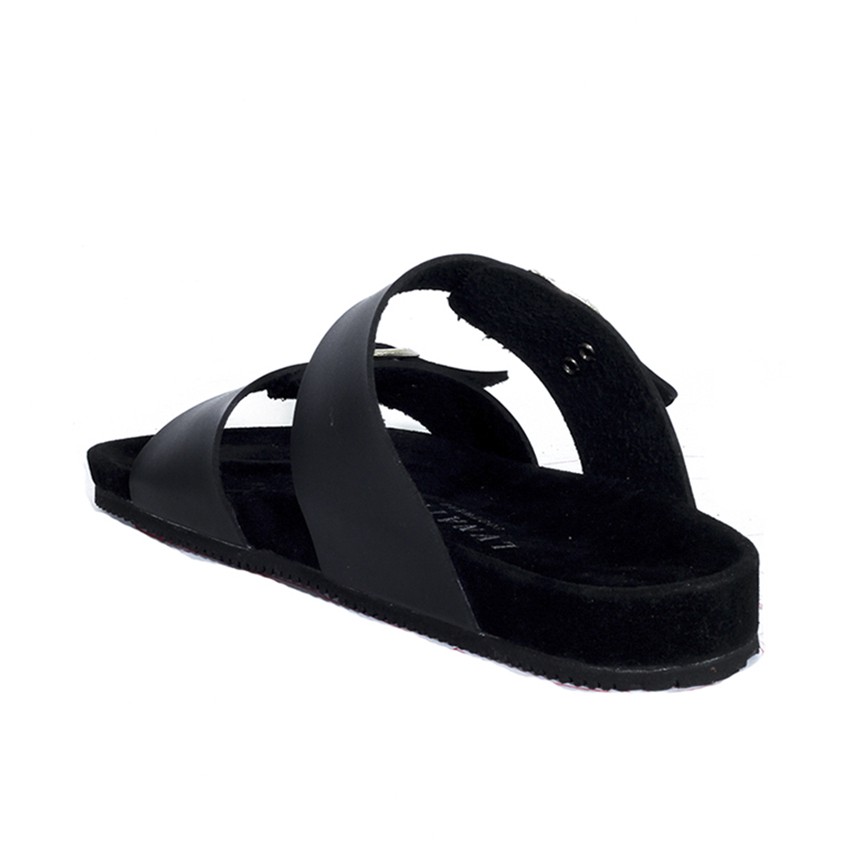 Valkrie Full Black | Sendal Tali Kulit Simpel Kayu Pria/Cowok/Men Sandal Footwear | FORIND x Lvnatica