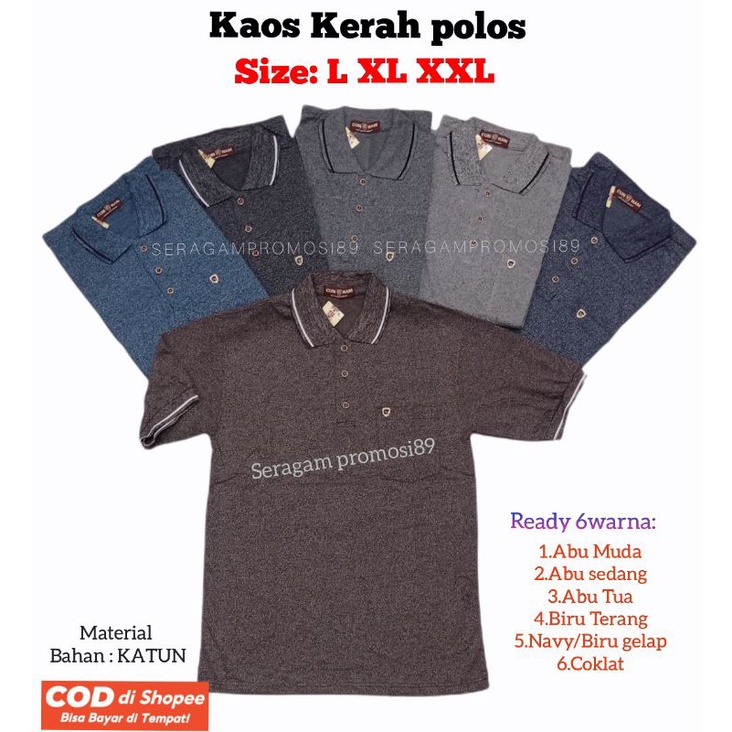 Kaos kerah polos Pria - Kaos kerah katun bapak - kaos kerah Big size - L XL XXL