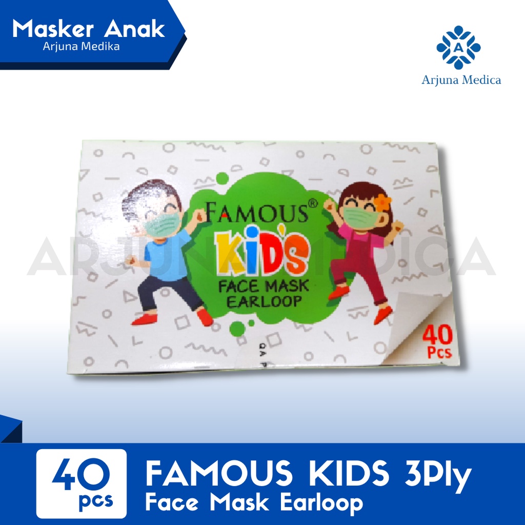 Masker Anak 3ply Famous Motif Isi 40 Pcs | Masker Anak Earloop