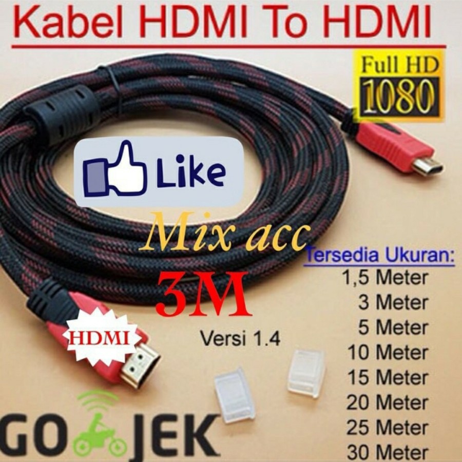 KABEL HDMI TO HDMI SERAT JARING FHD 1080P - KABEL HDMI HIGH SPEED - BC