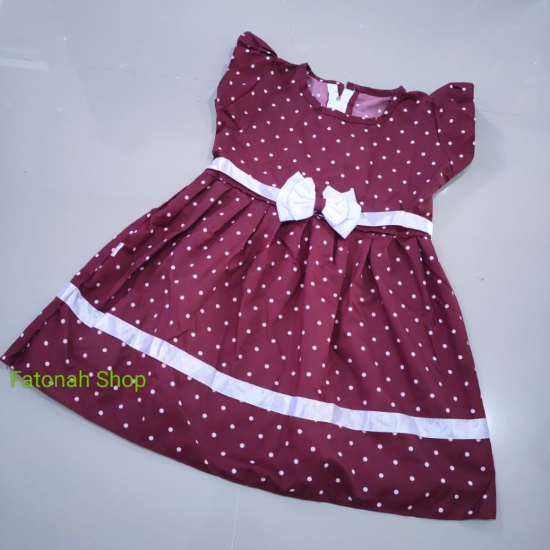 Dress anak 1 2 tahun ( dress polka anava PT ) tutul polka