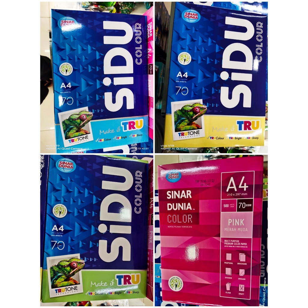 

SIDU Colour 70 gr Kertas HVS Warna 1 Rim 70gr A4 pembatas berwarna jilid