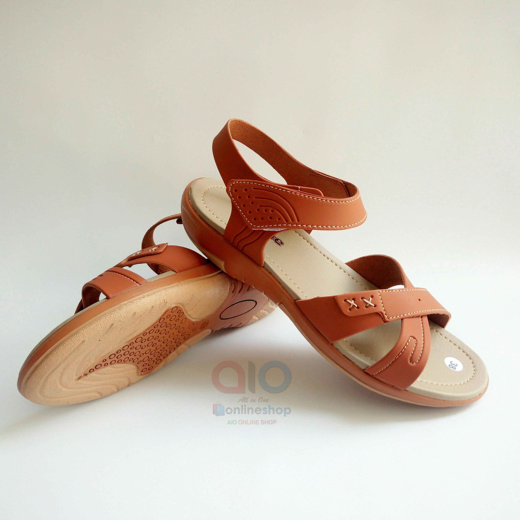 Nadine Sandal Let 37-40 Kulit Flat Wanita Fashion Slop Tali Casual Perempuan 2 Cm Kulit Sintetis N06