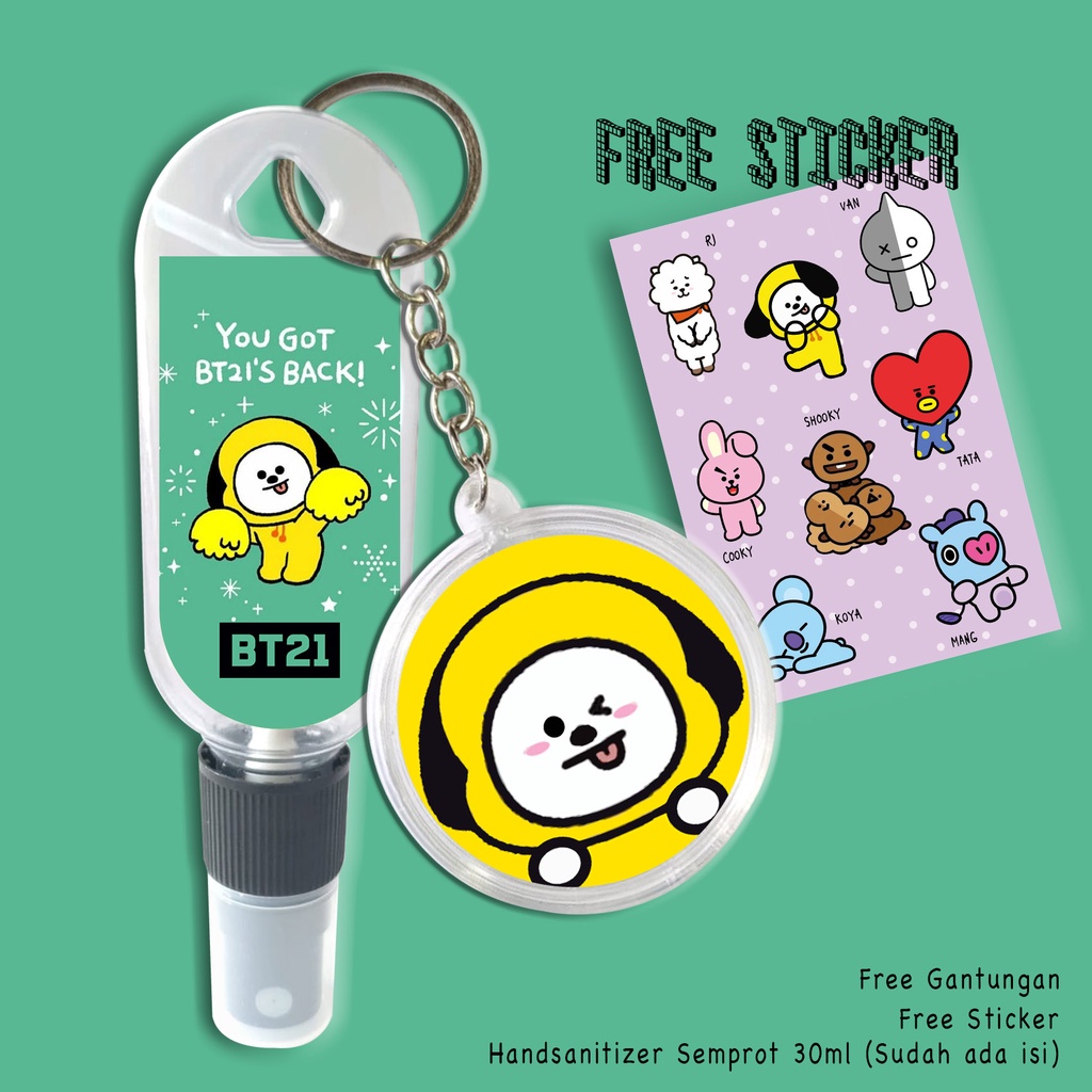 (FREE GANTUNGAN KUNCI + STICKER) HAND SANITIZER SPRAY PRAKTIS / K-POP B T 2 1