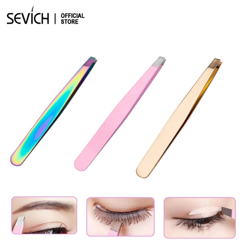 SEVICH Eyelashes Tweezers For Lash Extension Stainless Steel Eyebrow Trimming Makeup Tools