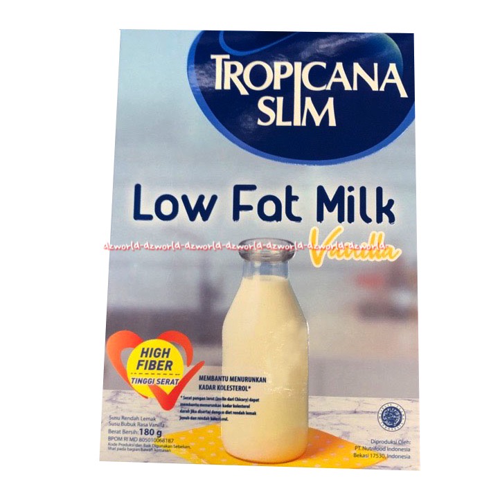 Tropicana Slim 180gr Low Fat Milk Vanilla Susu Tropicana Slim Vanila Susu Rendah Lemak TS 180 gram