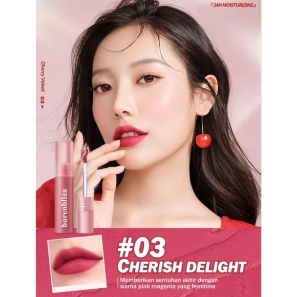 BNB barenbliss Cherry Makes Cheerful Lip Velvet korea Lipcream「24H Moisturizing ]