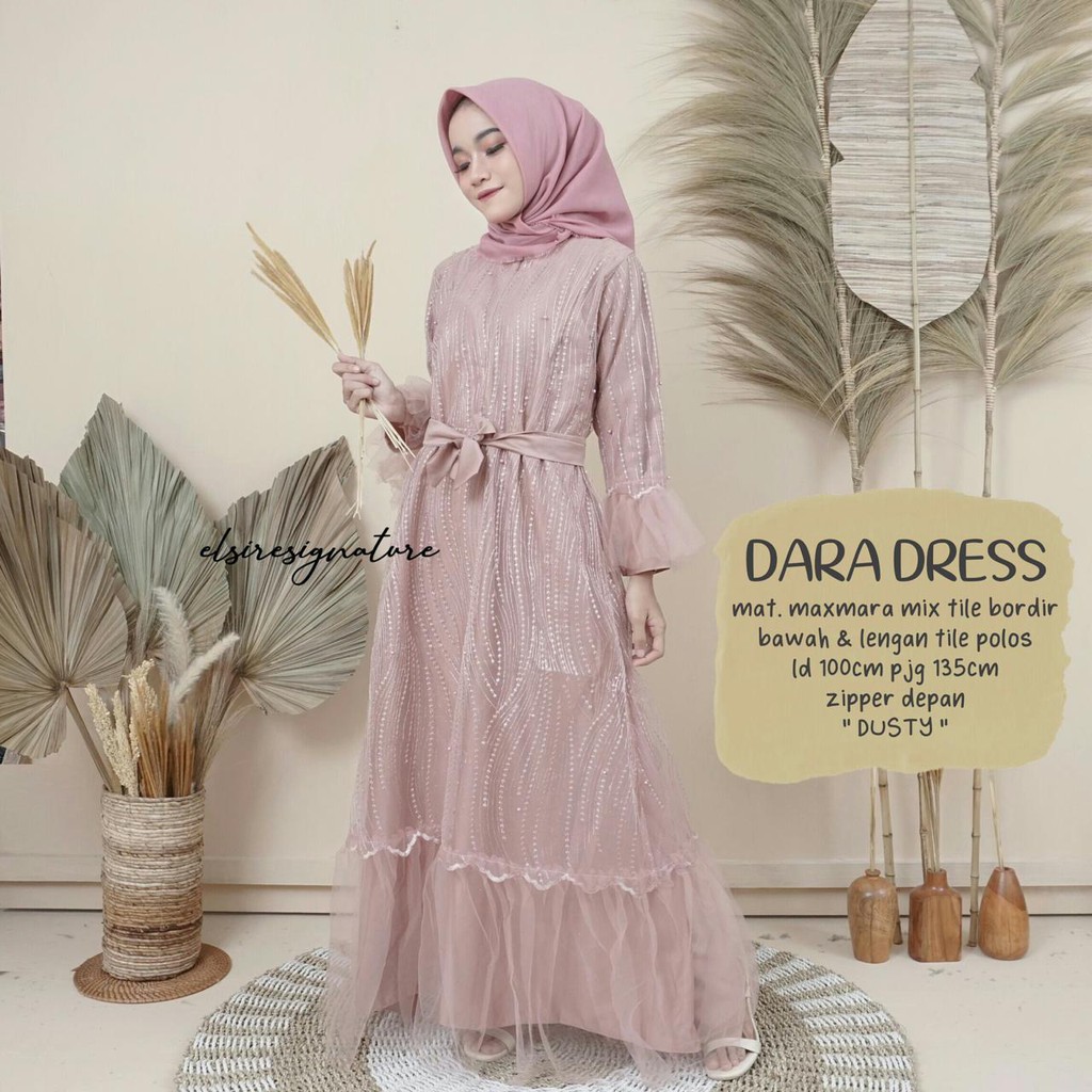 Gamis Brokat Lavender - Dara Dress Brokat tule bordir / Nadhira Abaya Terbaru