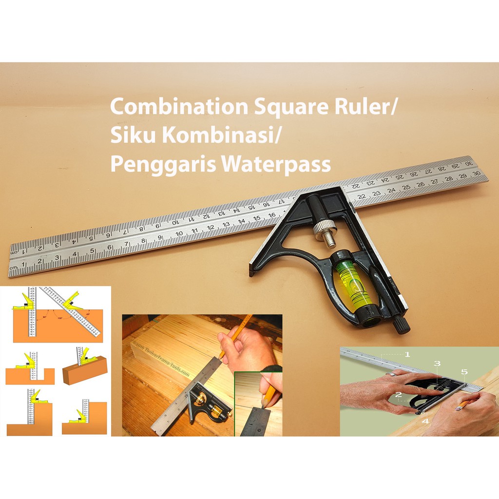 Combination Square Ruler / Siku Kombinasi / Penggaris Waterpass