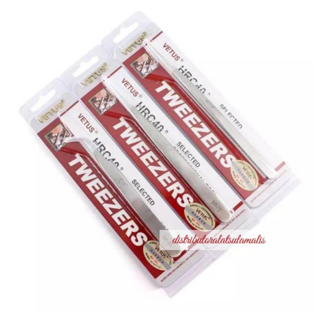 TWEEZER VETUS / Pinset Original Tajam warna Silver Pinset bulumata