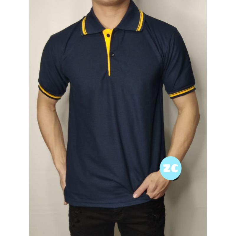 KAOS POLOS NAVY LIST KUNING