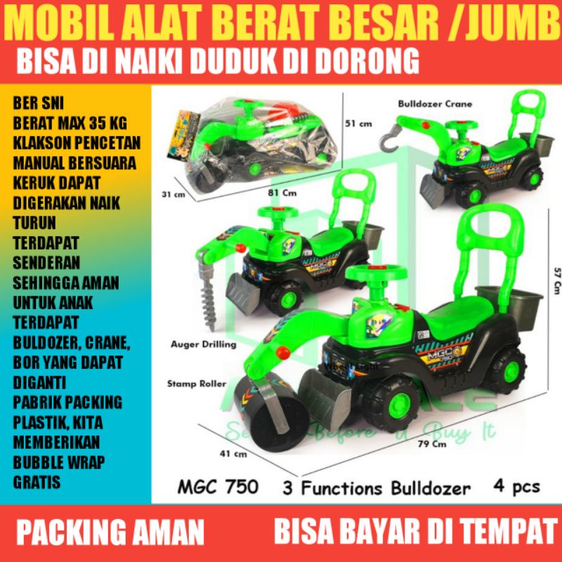 Mainan Anak Mobil Dorong Bisa Dinaiki Besar Jumbo  Mobil Keruk Beko Beco Excavator Mobil Tambang MGC