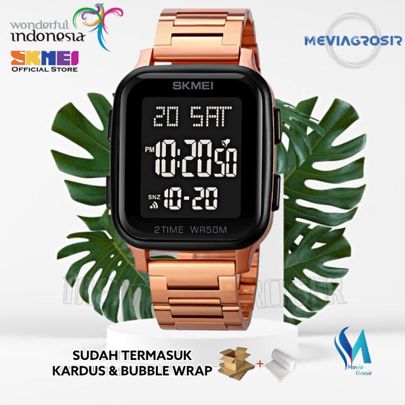 SKMEI 1859 ORIGINAL JAM TANGAN PRIA WANITA SKMEI 1859 TRAP STAINLESS STEEL DIGITAL TAHAN AIR 30M DIS