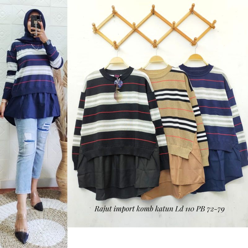 Blouse rajut import mix katun ld 110 cm