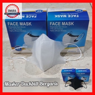 Image of (PERBOX) MASKER DUCKBILL HITAM / PUTIH ISI50 masker duckbill hitam earloop