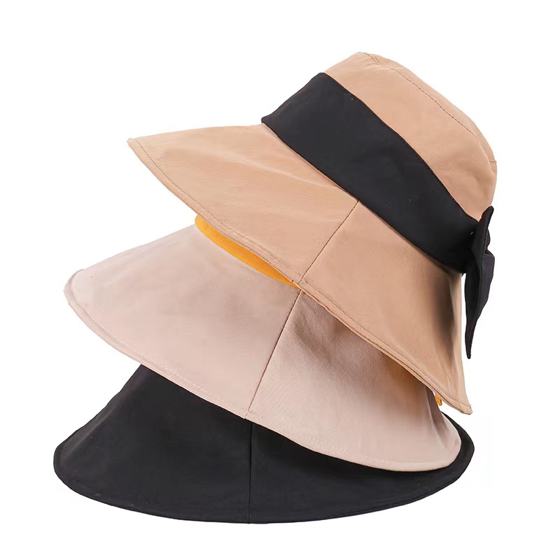 Topi Bucket Matahari Bahan Katun Linen Breathable Untuk Wanita - Topi Pantai Import