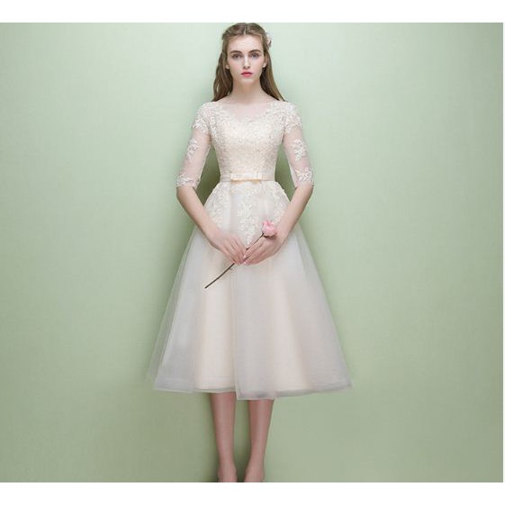 Wedding Dress White long evening dress long sleeve bridesmaid dress female long prom evening gown dr