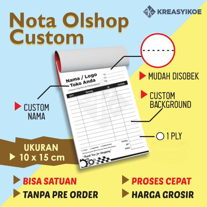 

Nota Olshop Satuan 1 Ply 10x15 cm