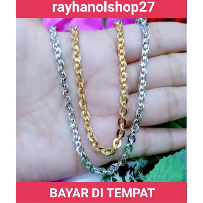 KALUNG RANTAI NORI JUMBO BESAR lapis Emas 24 K tebal dan tidak mudah pudar