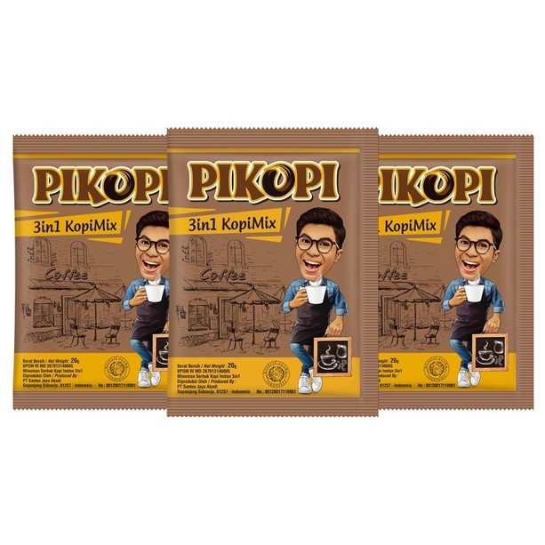 Minuman sachet PIKOPI KOPI 3 in 1 mix coffee instant 20gr