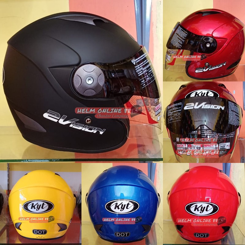 Helm KYT 2 Vision Helm Halfface Double Visor Kacamata Hitam