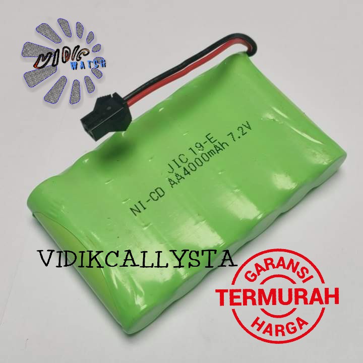 Baterai NiCd RC AA 4000mAh 7.2V Socket Hitam isi 6