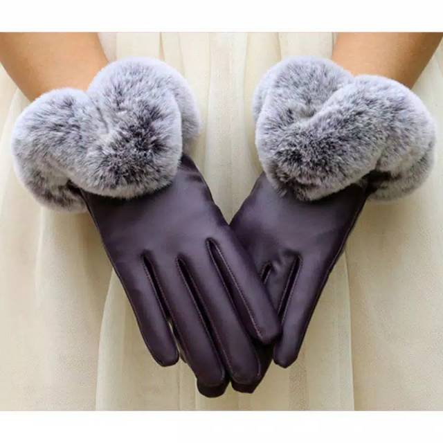 Woman Winter PU Leather Touchscreen Gloves Sarung Tangan Wanita Musim Dingin Gugur Layar Sentuh