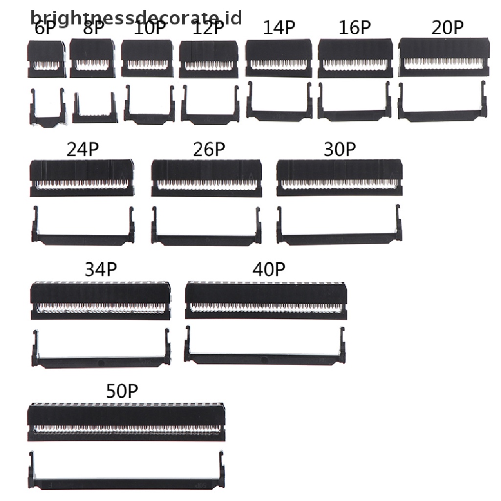 10pcs 6 / 8 / 10 / 12 / 14-50pin 2.54mm Idc Plug Socket Konektor Pita