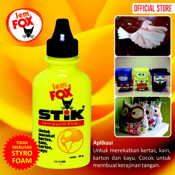 

Lem Fox Stik PVAc Botol 60 Gram