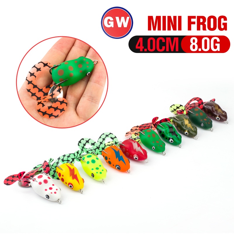 1 Pc Umpan Pancing Soft Bait Bentuk Katak Ukuran 4cm / 8g 10 Warna Dengan Dua Mata Kail