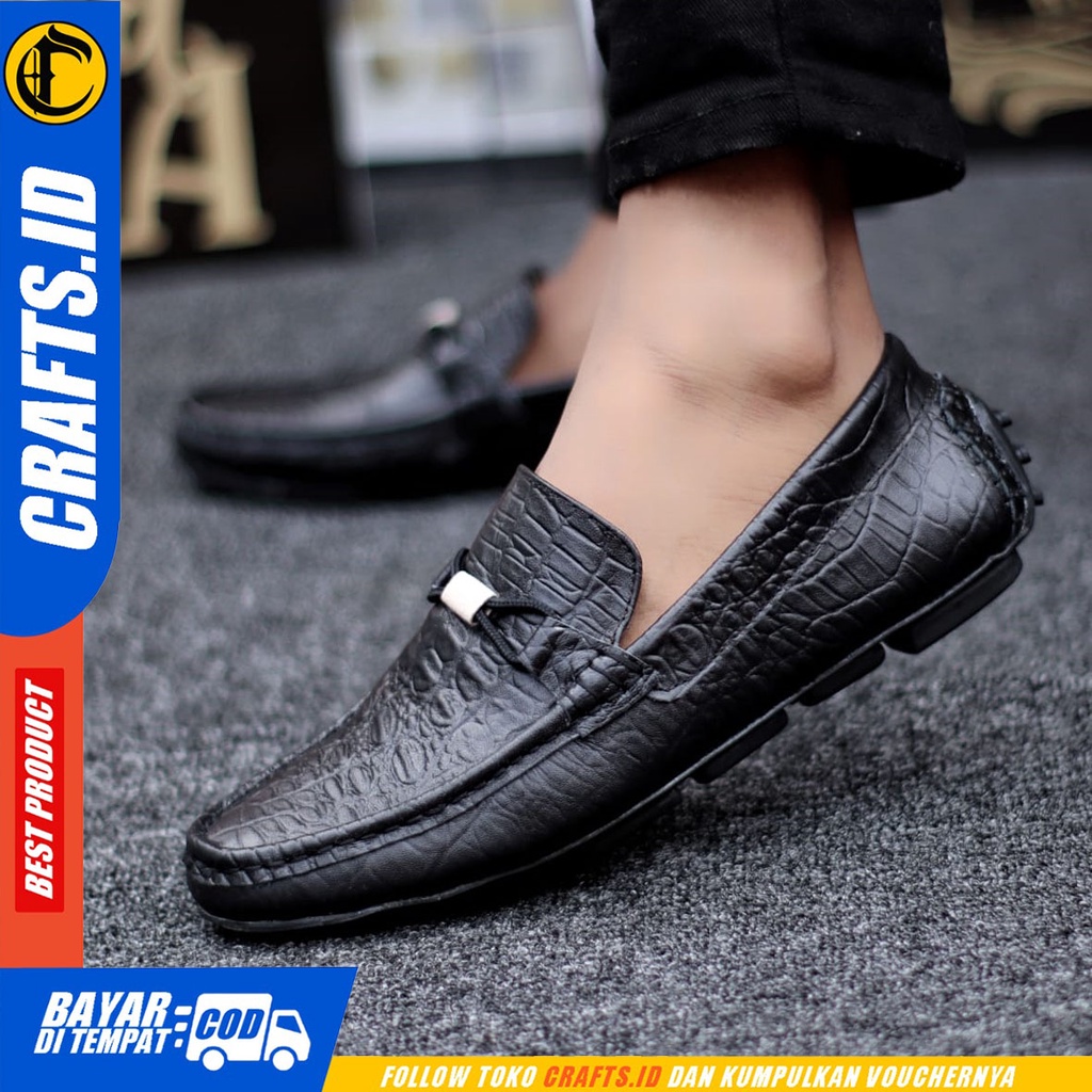 CRAFTS divoc - Sepatu Formal Pantofel Kulit Asli Kerja Slop Pria