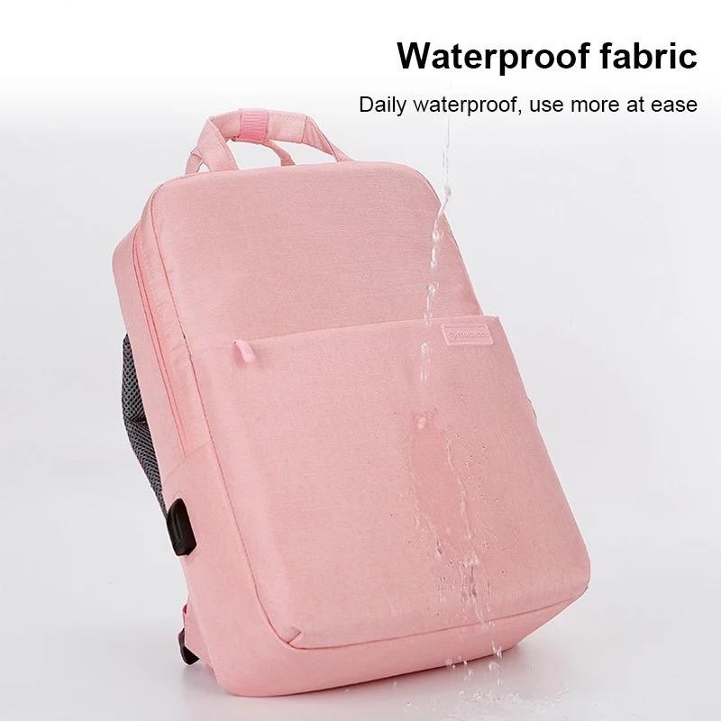 Tas Laptop Backpack Ransel Nylon Waterproof 14 15 16 inch with USB Port hitam abu pink