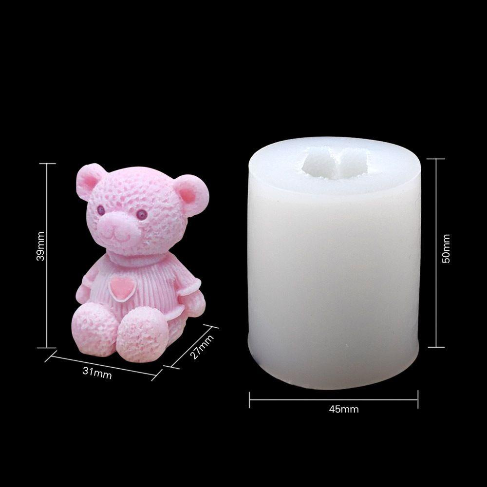 Solighter Kartun Teddy Bear Cetakan Lilin Lucu Casting Kerajinan Tangan Epoxy Resin Silicone Mold