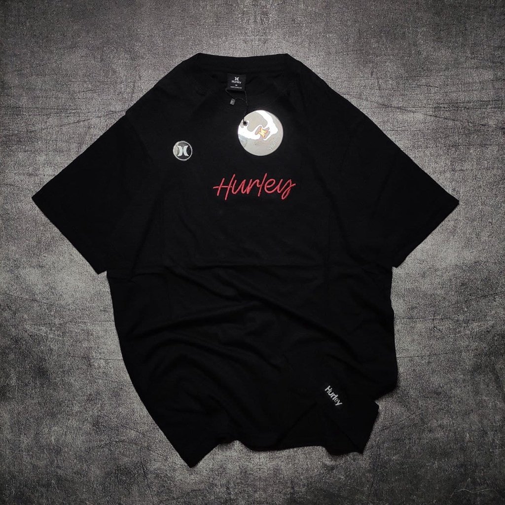 KAOS HURLEY HITAM BORDIR MARON TSHIRT HURLEY BORDIR KAOS PRIA BRANDED