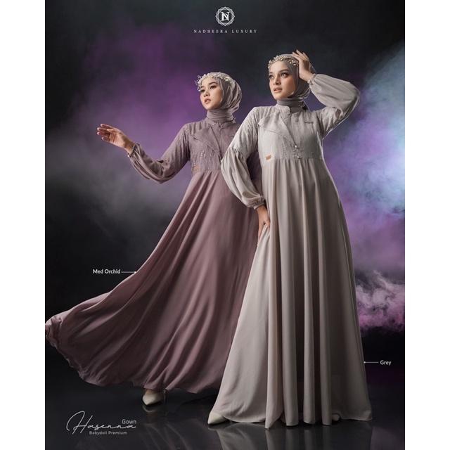 HAZEENA DRESS GAMIS NADHEERA LUXURY GAMIS PESTA GAMIS KONDANGAN