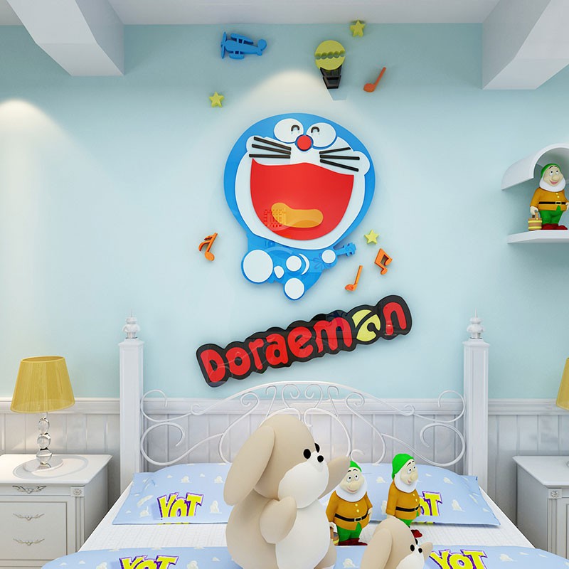 Doraemon Stiker Dinding 3d Tiga Dimensi Stiker Kamar Tidur Akrilik Kartun Stik