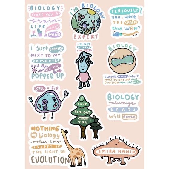 

[15 pcs] STIKER BIOLOGI LUCU GLOSSY UNTUK HP, LAPTOP, JURNAL