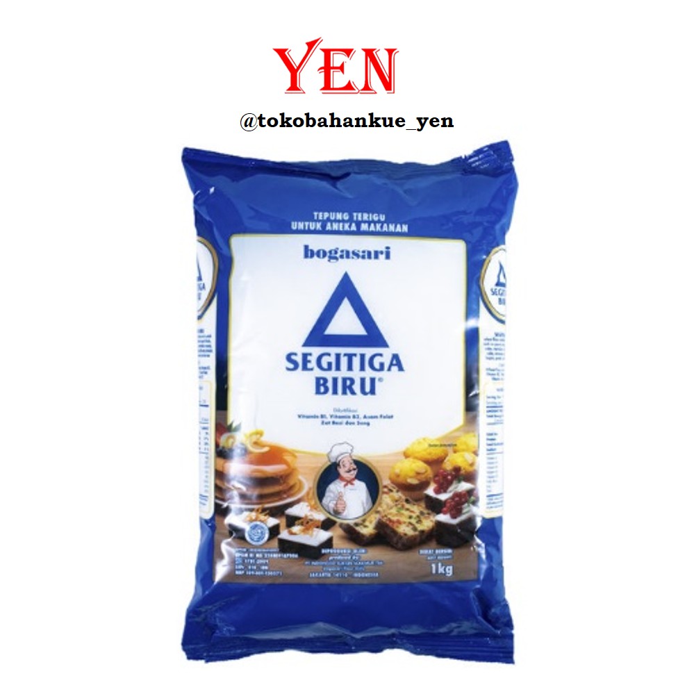 

Bogasari Tepung Terigu Segitiga Biru Premium / Tepung Protein Sedang 1000gr