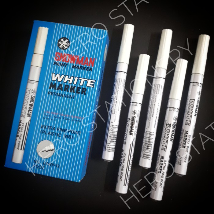 

Gilaa!!! Spidol Permanen White Marker Snowman Extra Fine Point Putih Efwp-12 Sale!!!