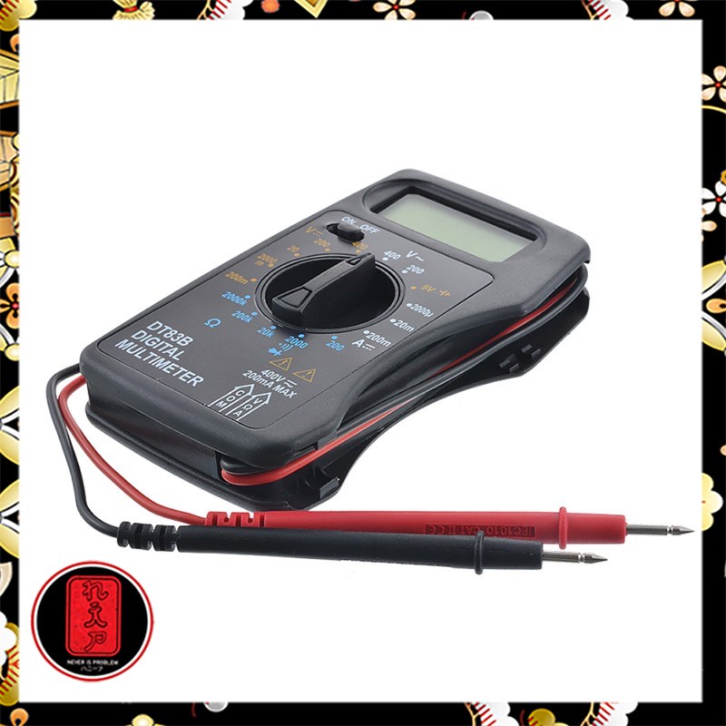 Pocket Size Digital Multimeter AC/DC Voltage Tester - DT83B - Black