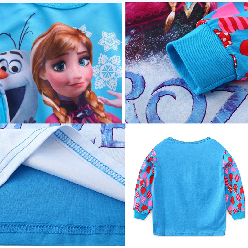 Kaos Lengan Panjang Disney Frozen setelan anak perempuan pakaian anak