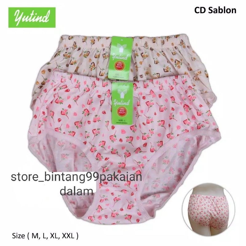 celana dalam wanita yutind sablon size M/L/XL/XXL