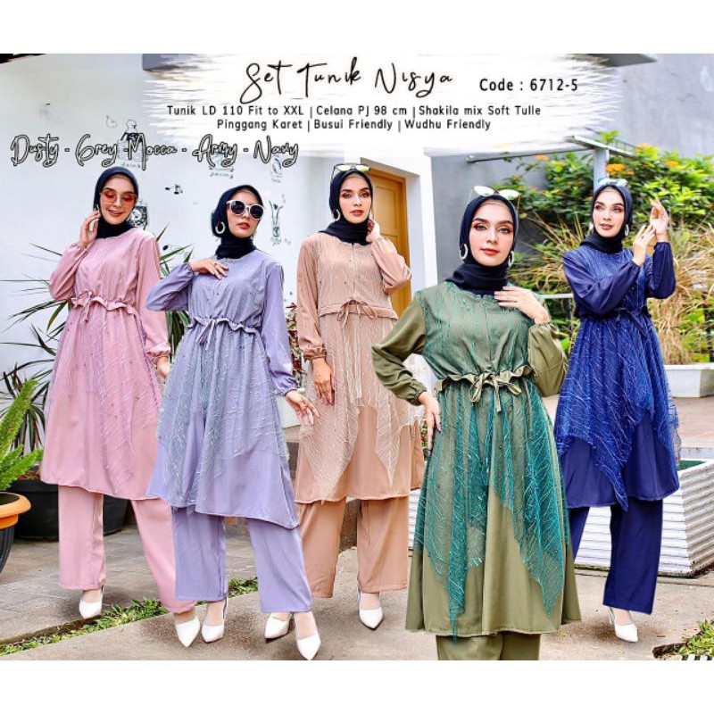 SETCEL TILE / SETELAN CELANA TILE / ONESET TILE / SETCEL SHAKILA / SET TUNIK TILE