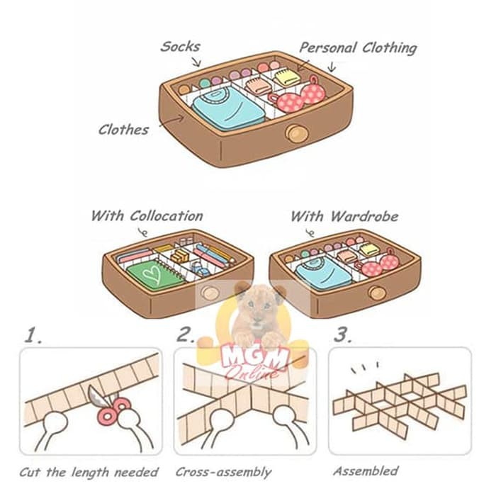 Pembatas Laci / partisi laci agar teroganisir ukuran tinggi 9cm