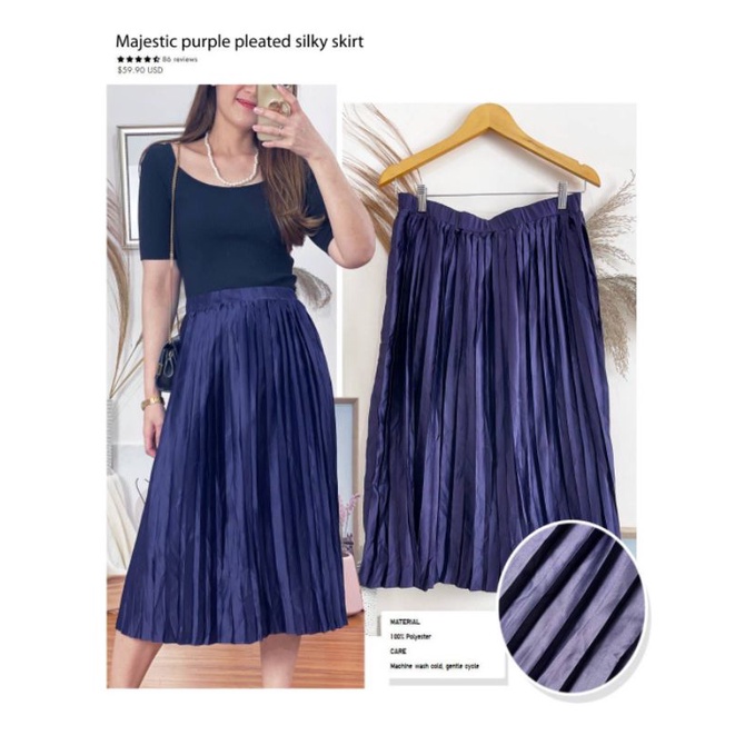 A new day majestic purple pleated silky skirt