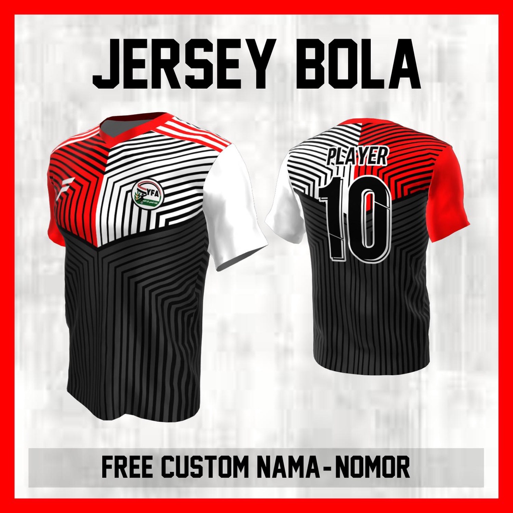 Kaos Bola Jersey Yaman Timnas Negara Garis Bahu Baju Custom Nama dan Nomor Punggung - 412