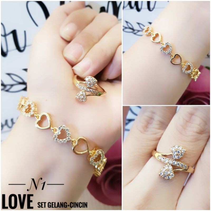 Xuping Gelang dan Cincin Love 0715n